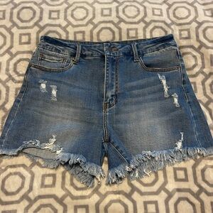 Fashion nova Jean shorts high rise with fringe